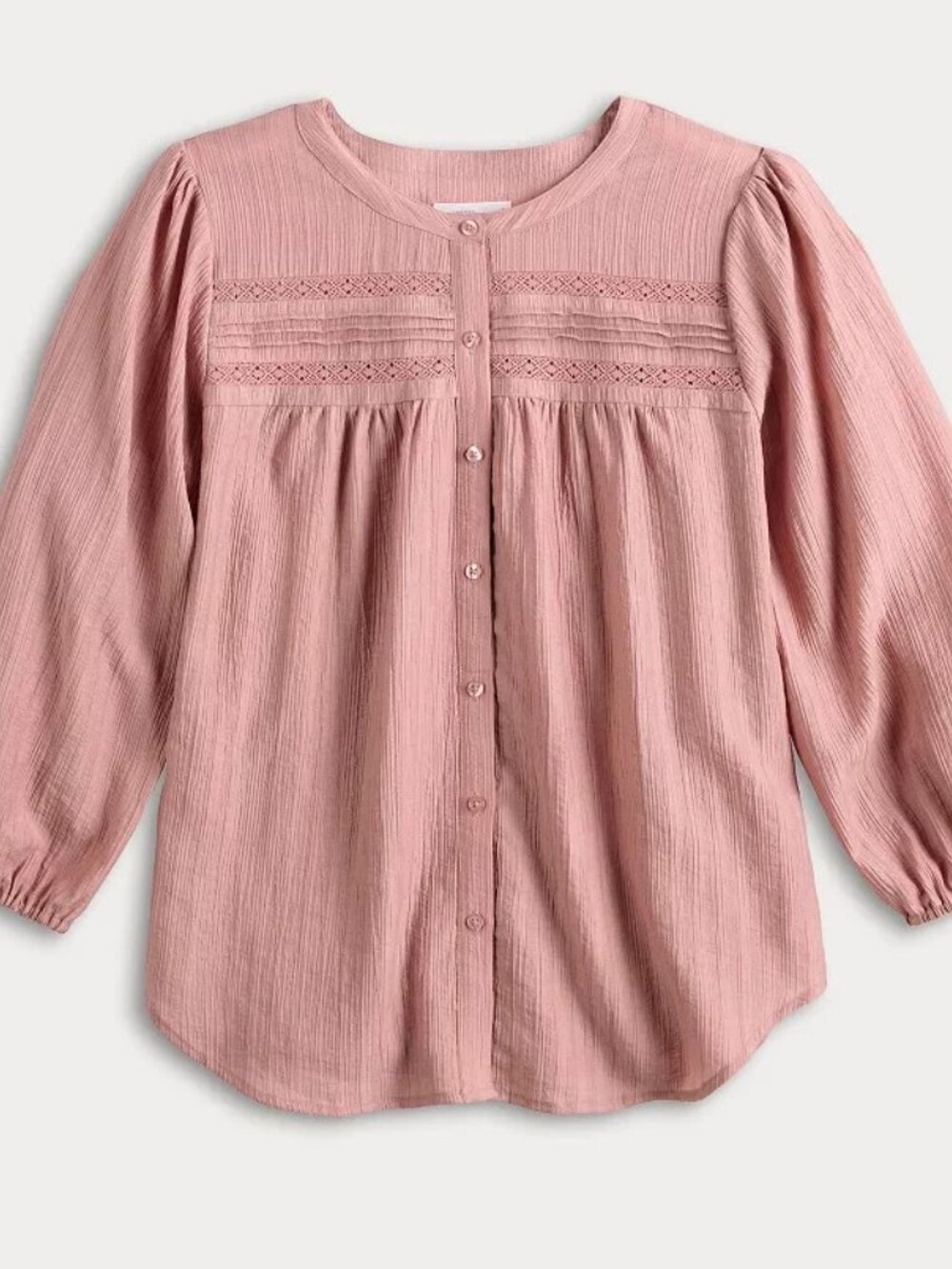 LC Lauren Conrad Lace Insert Button Front Top Lyocell/Nylon - Mauve - 2XL (EUC)